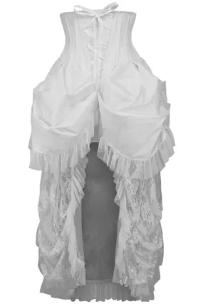 Top Drawer Steel Boned White Lace Victorian Bustle Underbust Corset Dress