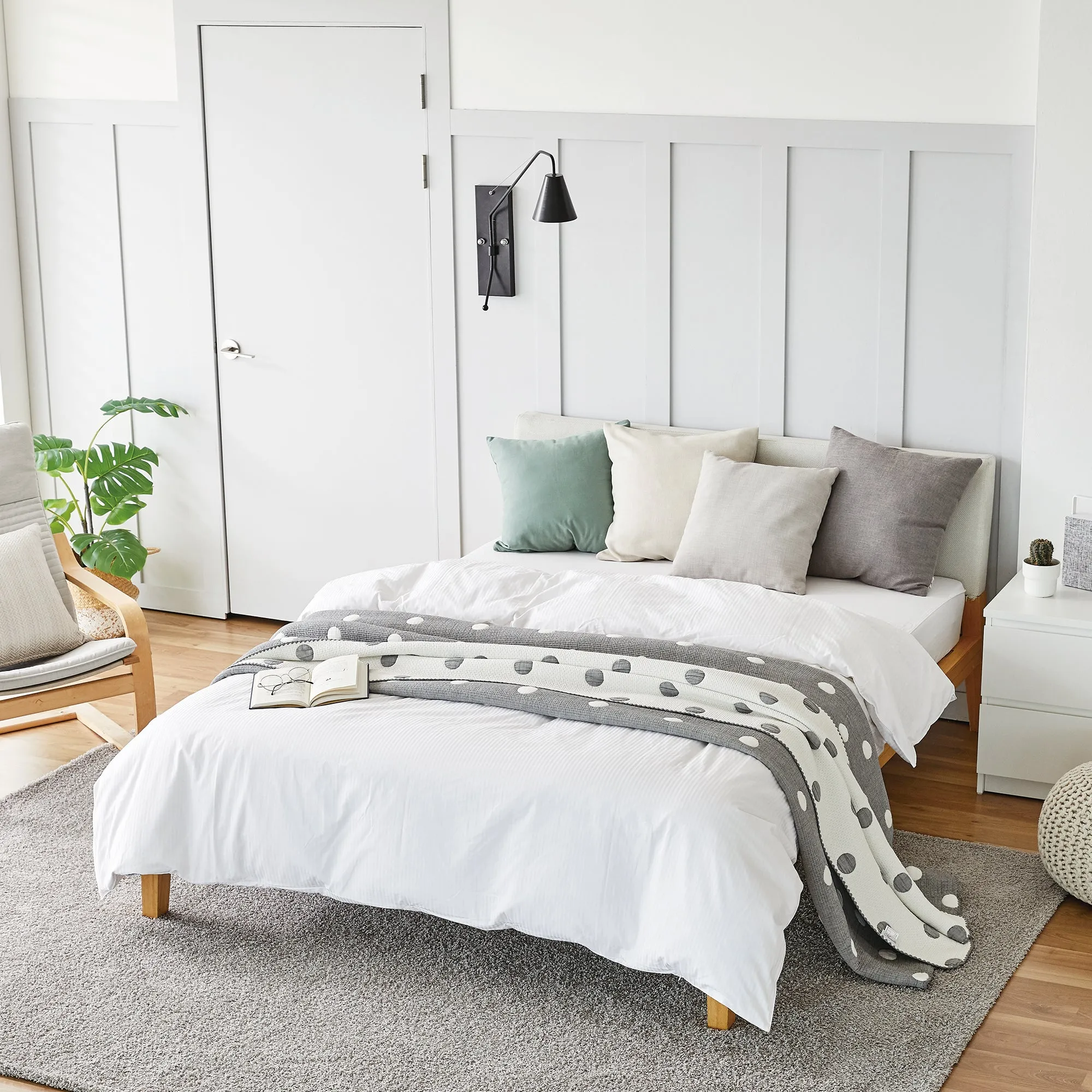 Triple Layer Modal Blanket in Grey & Polka Dot