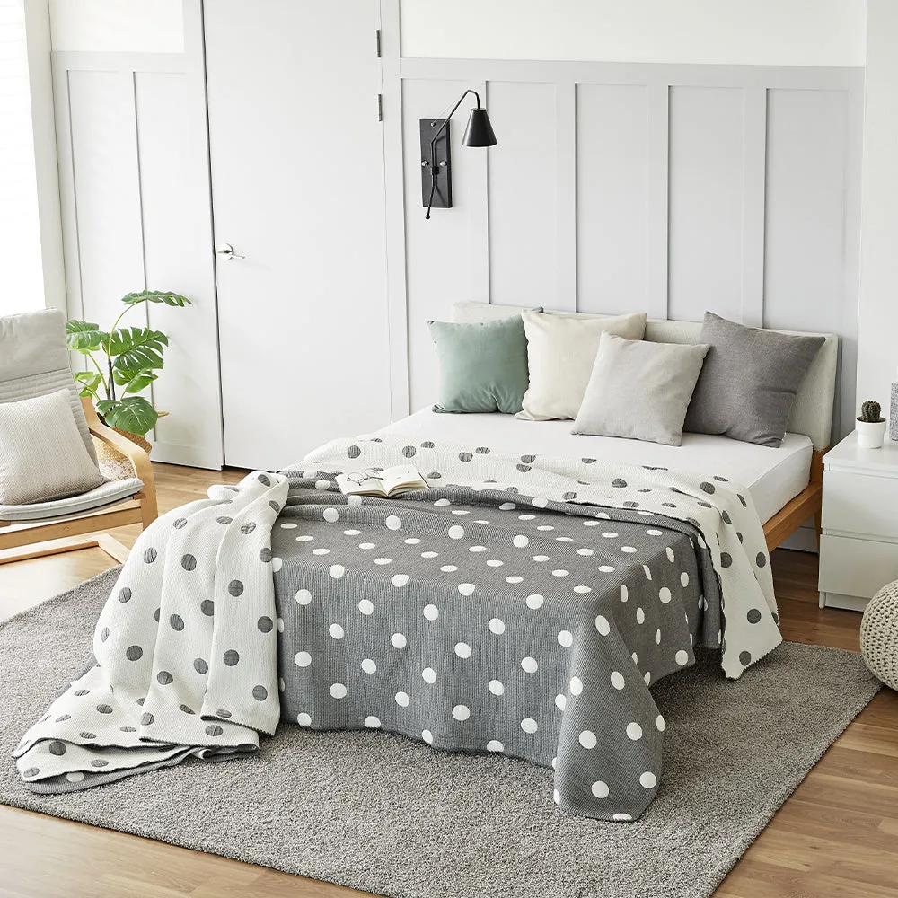 Triple Layer Modal Blanket in Grey & Polka Dot