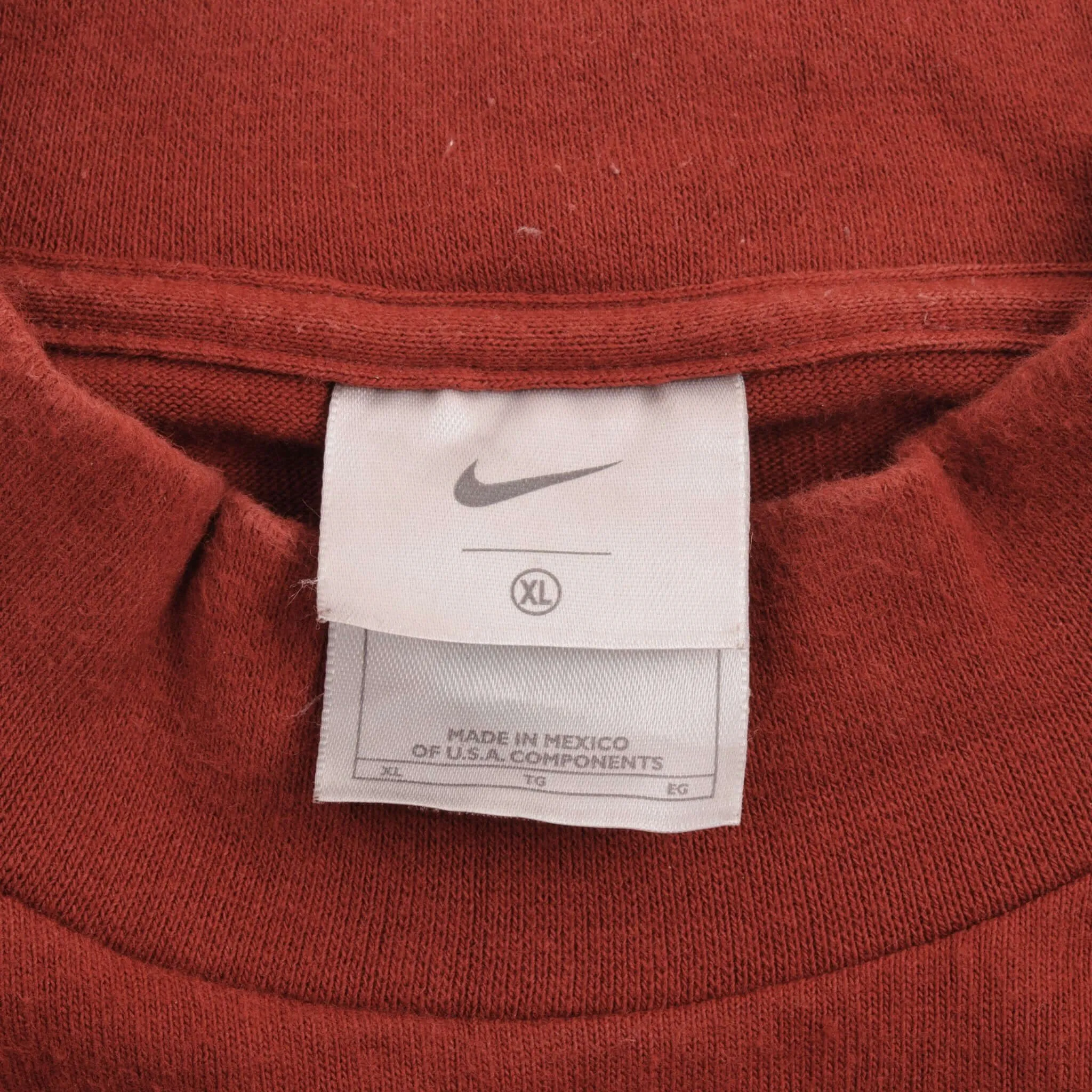 VINTAGE NIKE LONG SLEEVE TURTLE NECK RED BURGUNDY TEE SHIRT 2000S SIZE XL