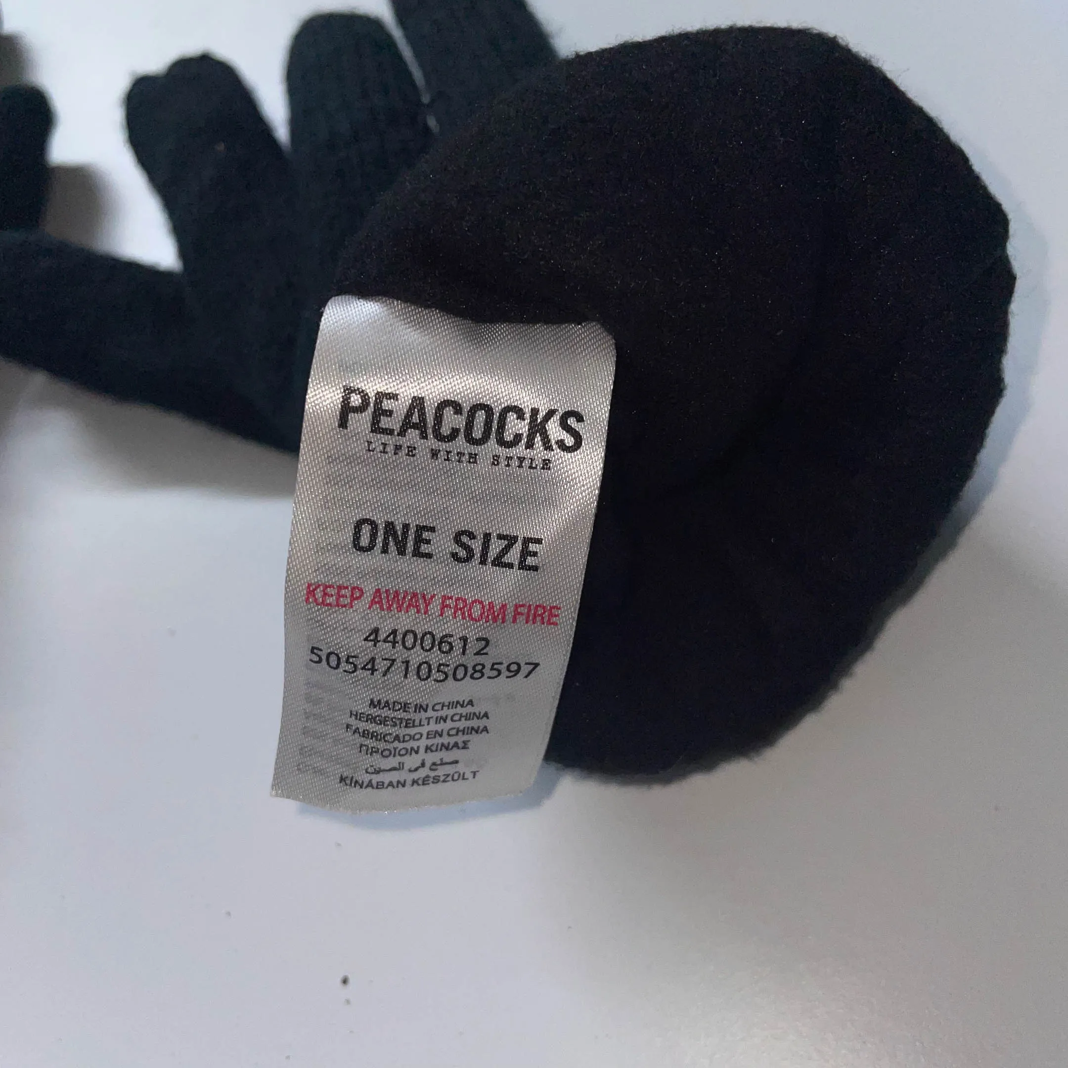 Vintage Peacock hand knitted navy blue glove