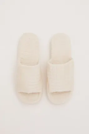 White Corduroy Detail Slippers