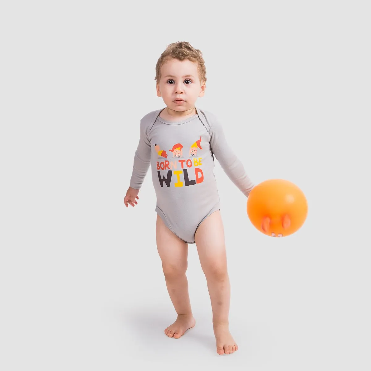 Wild Boys Long Sleeves Bodysuit - Grey