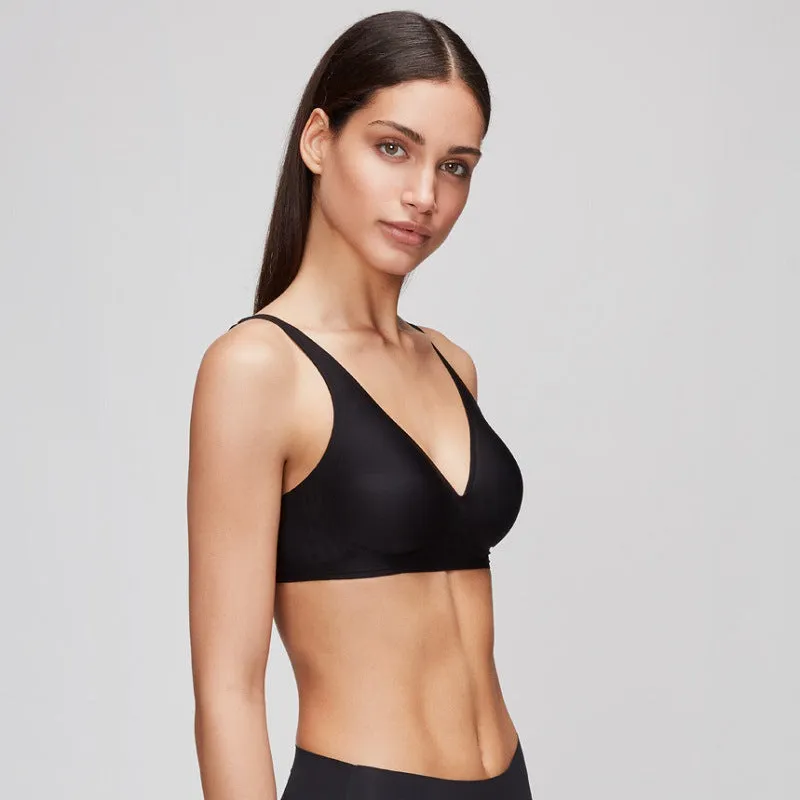 Women Comfort Basic Everyday Bra V Neck Soft Black