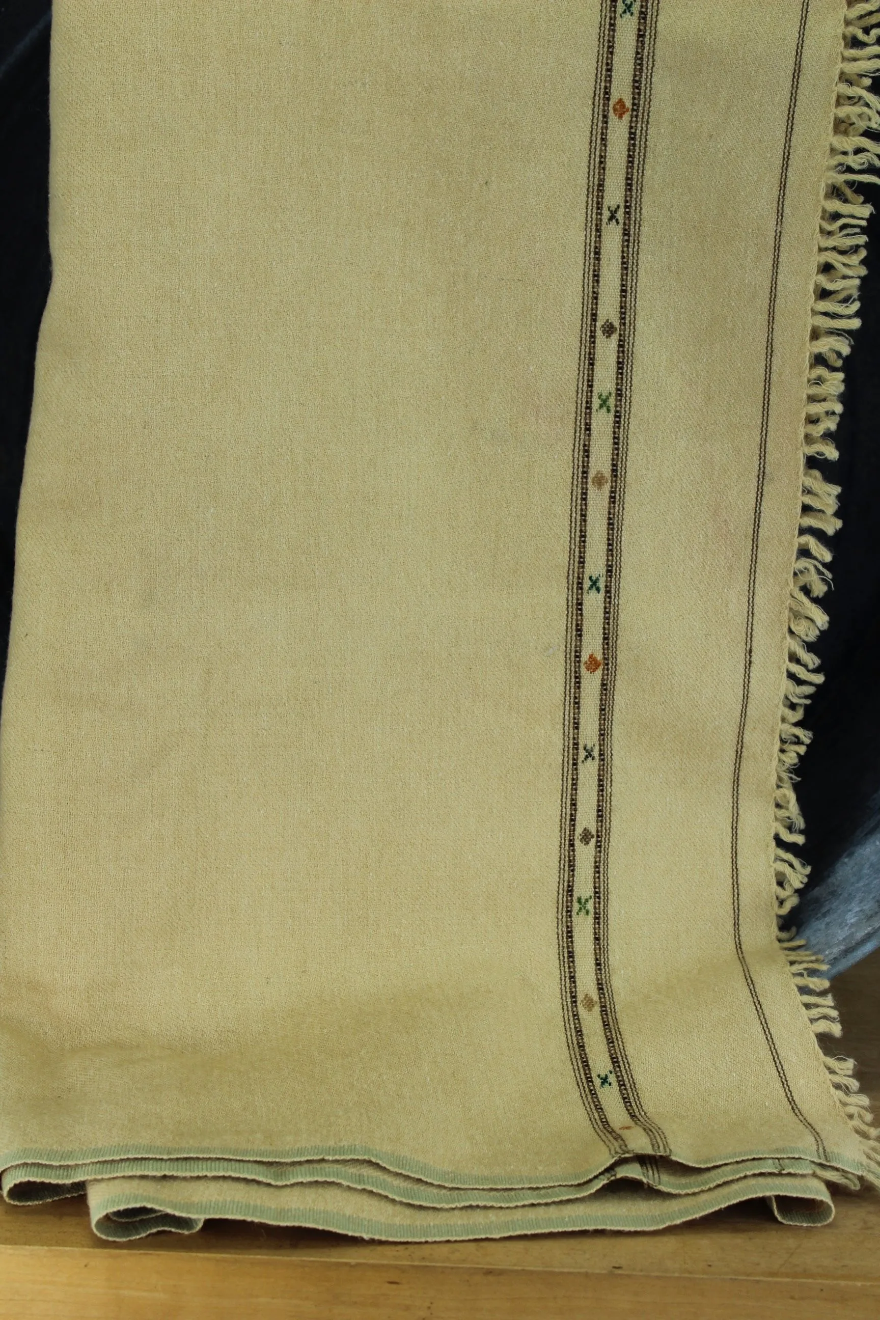 Wool Lightweight Flannel Blanket Hand Embroidered Décor or Wearable Wrap