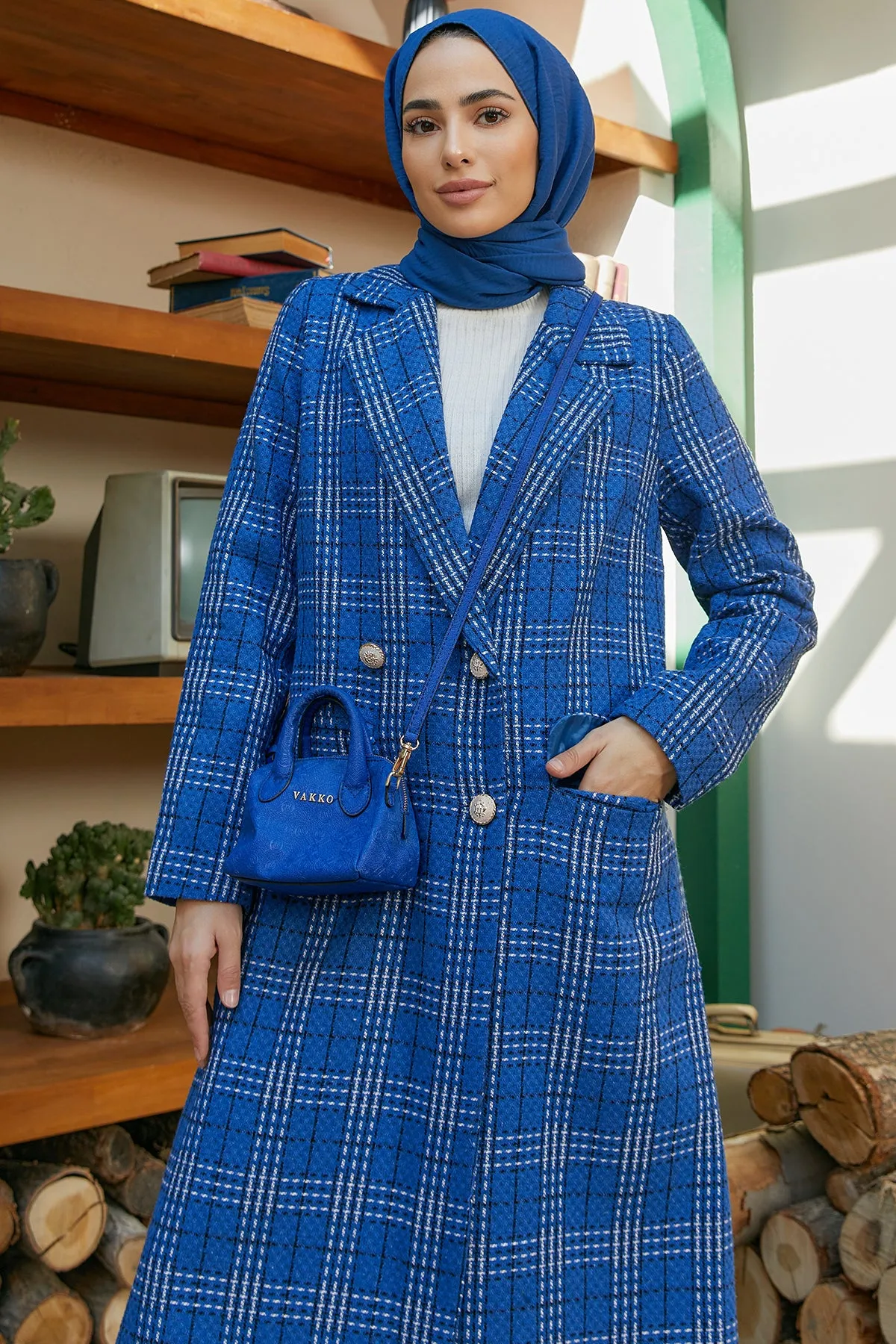 ZRF Women Plaid Coat - Indigo - Tiraspol