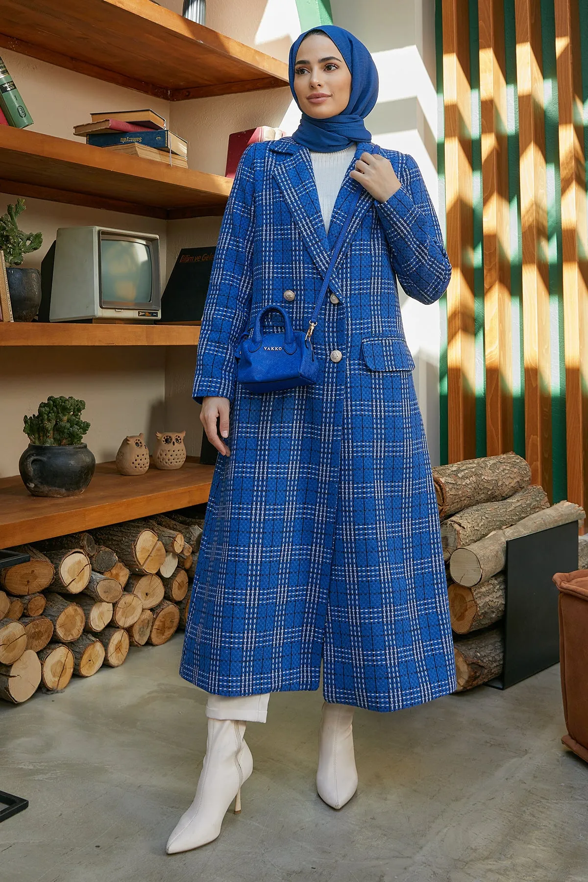 ZRF Women Plaid Coat - Indigo - Tiraspol